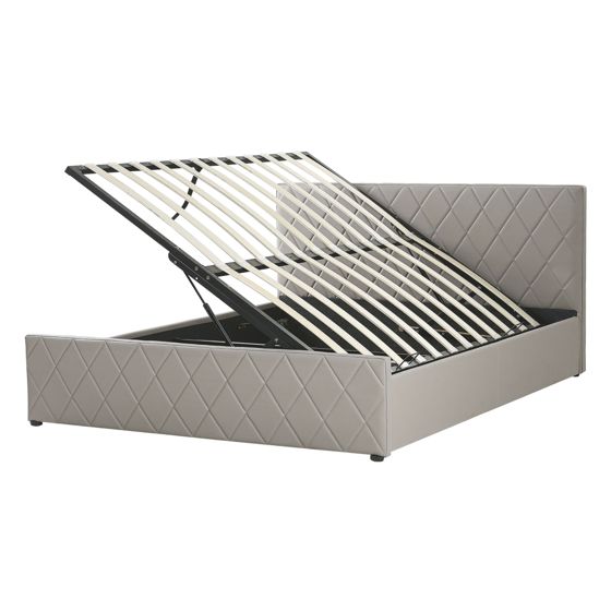 Sänky säilytystilalla keinonahka ROCHEFORT 140 x 200 cm Ruskeanharmaa