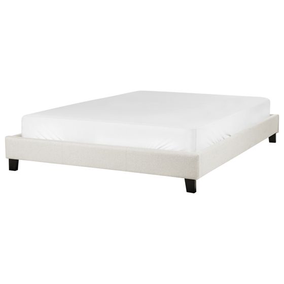 Sänky ilman sängynpäätyä kangas ROANNE 160 x 200 cm Vaaleanbeige