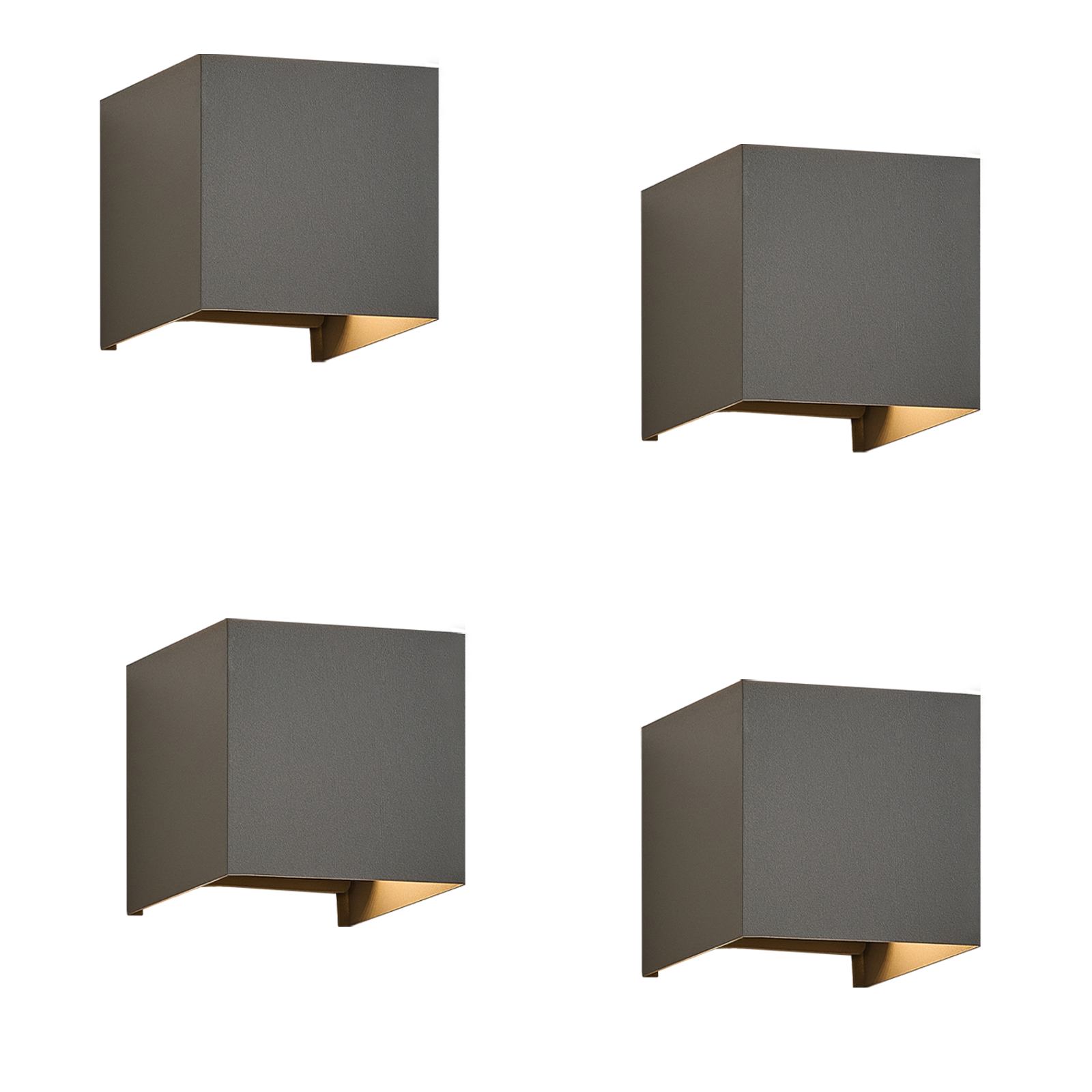 NETTLIFE 4 LED - ulkoseinävalaisimen setti, lämmin valkoinen IP65, antrasiitti, kotiin, porraskäytävään