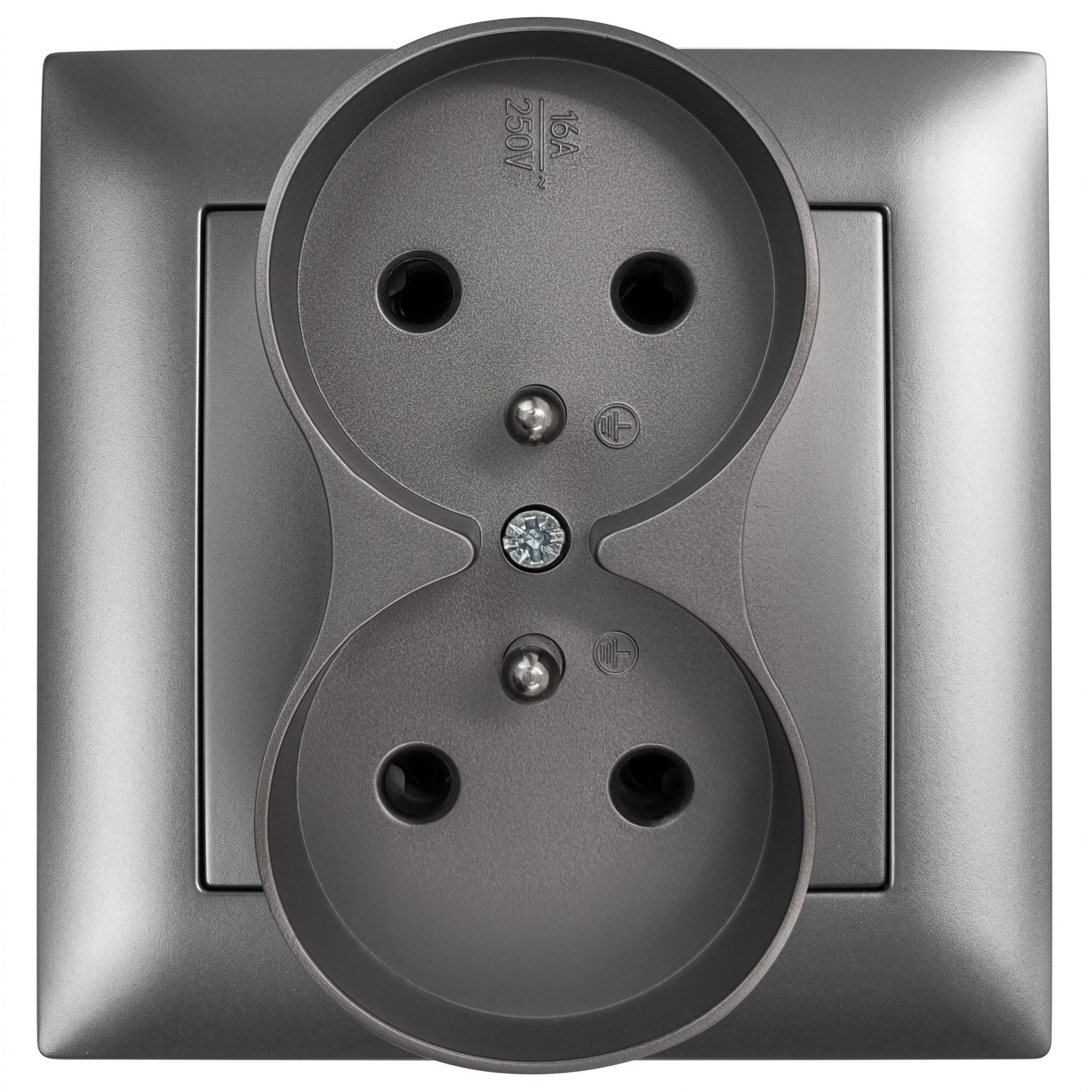 Toolight Kaksiosainen maadoitettu pistorasia OSTE JNH002-G + kehys Harmaa 5, 1x8, 4x8, 4cm