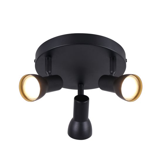 NETTLIFE 3- liekkinen kattokohdevalaisin, musta kattovalaisin, moderni muotoilu, pyöreät metalliset kattokohdevalaisimet, GU10- kanta