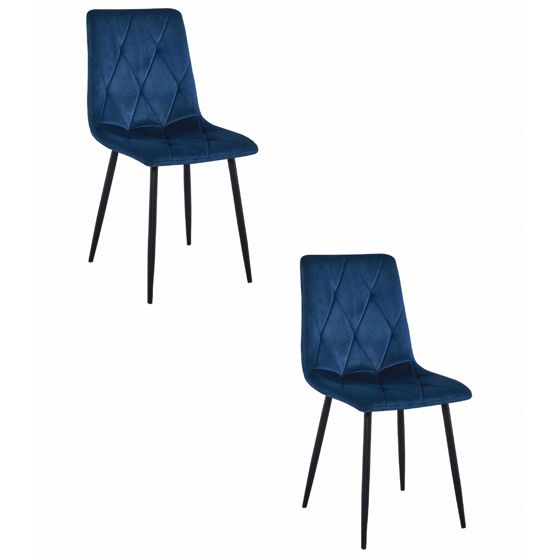 LIBRA-tuoli, tummansininen sametti, mustat jalat (2 kpl)