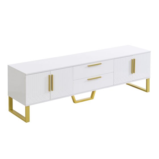 TV-taso 170x40x53,5 cm valkoinen MDF säilytyksellä ja liukuovilla
