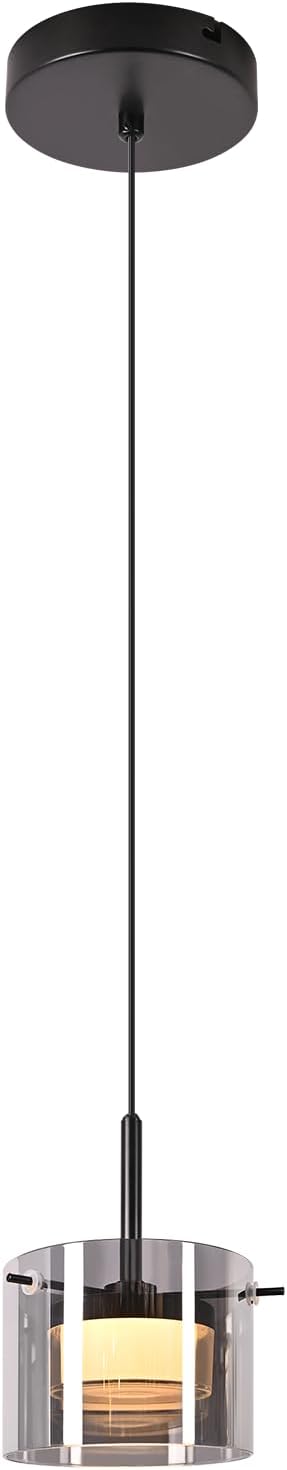 Nettlife 1-lamppuinen LED-lasiriippuvalaisin, moderni kattokruunu säädettävällä korkeudella (140 cm) ruokapöydälle, olohuoneeseen, keittiöön