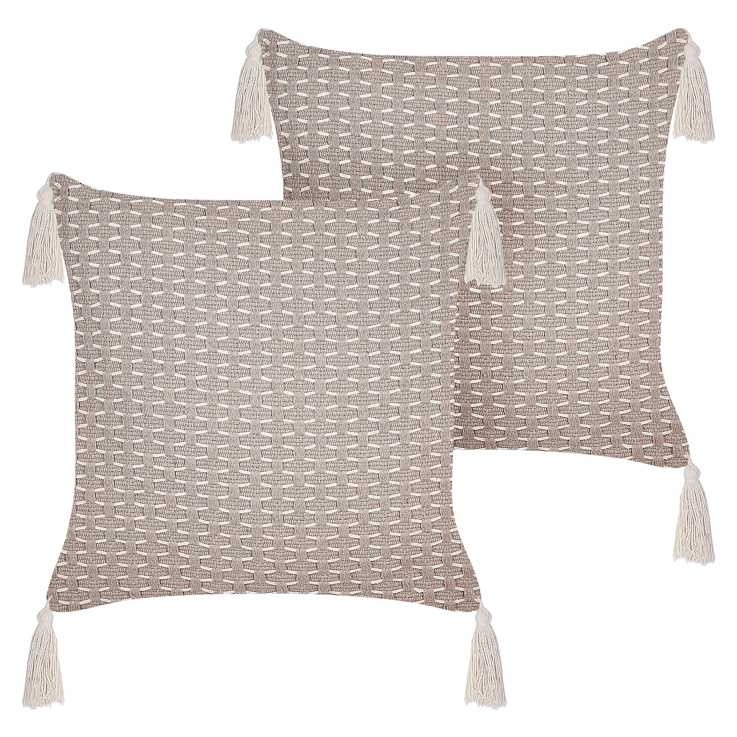 Koristetyynysetti 2 kpl HAKONE 42 x 42 cm Ruskeanharmaa Geometrinen kuvio