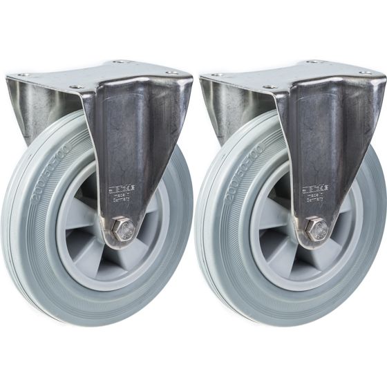 200mm 8" ruostumattomasta teräksestä valmistettu harmaa kumirosteri, kiinteä, 410kg, 2 kpl:n sarja.