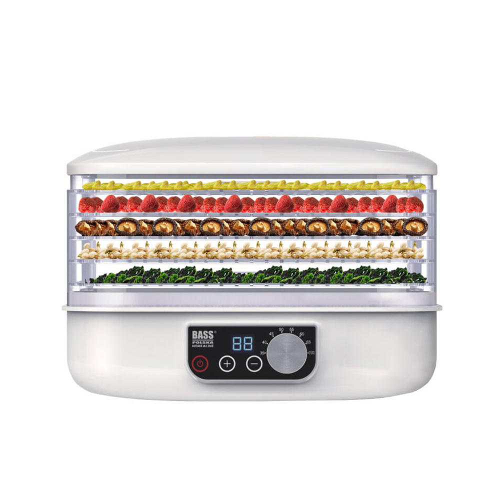 Sieni-, hedelmä- ja vihanneskuivuri 250 W, säädettävät tarjottimet