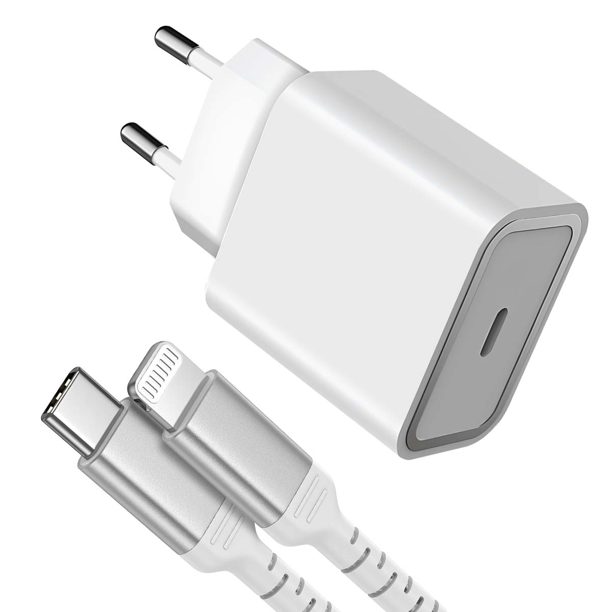 20W Power Delivery -verkkovirtalaturi + vahvistettu USB C/Lightning -kaapeli