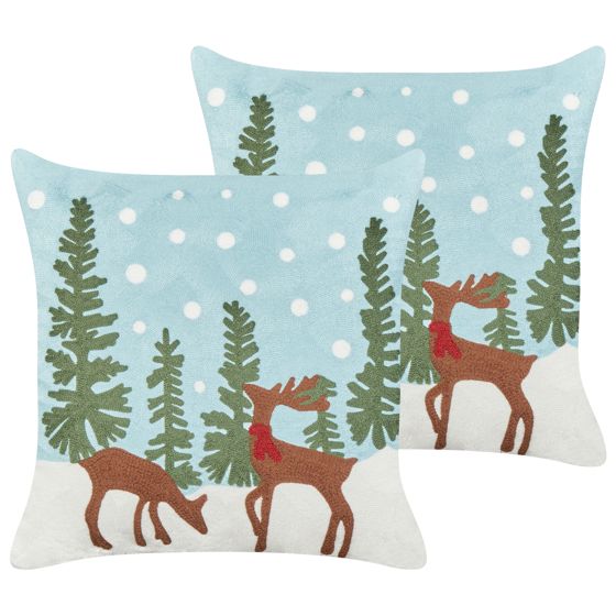 Koristetyynysetti 2 kpl PEPPERMINT 45 x 45 cm Puuvilla Vaaleansininen