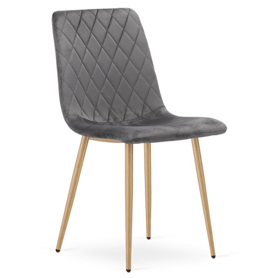 TURIN-tuoli, tummanharmaa sametti, puunväriset jalat (1 kpl)