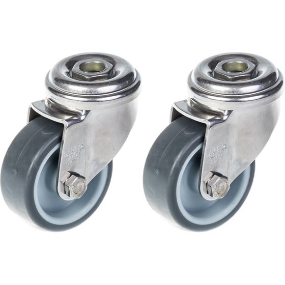 50mm 2" ruostumattomasta teräksestä valmistettu harmaa kumirosteri, kääntyvä, 80kg, 2 kpl:n setti