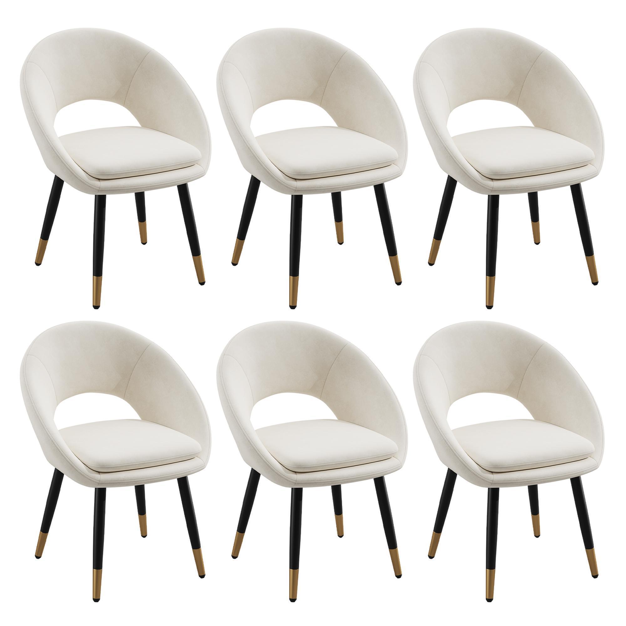 Ruokapöydän tuoli 6 kpl, samettia, beige
