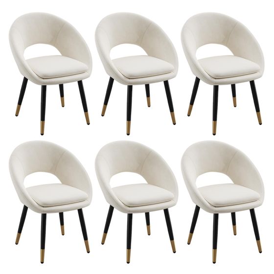 Ruokapöydän tuoli 6 kpl, samettia, beige