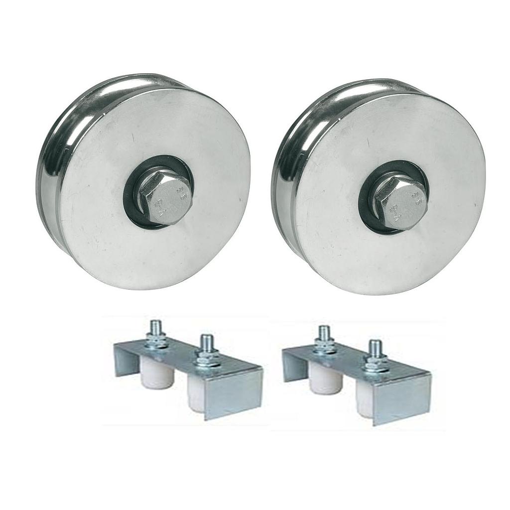100 mm:n R-ura-pyörä, jossa on 2 BB- ja 30x40-porttiohjainta kiinnikkeessä (2 kpl)