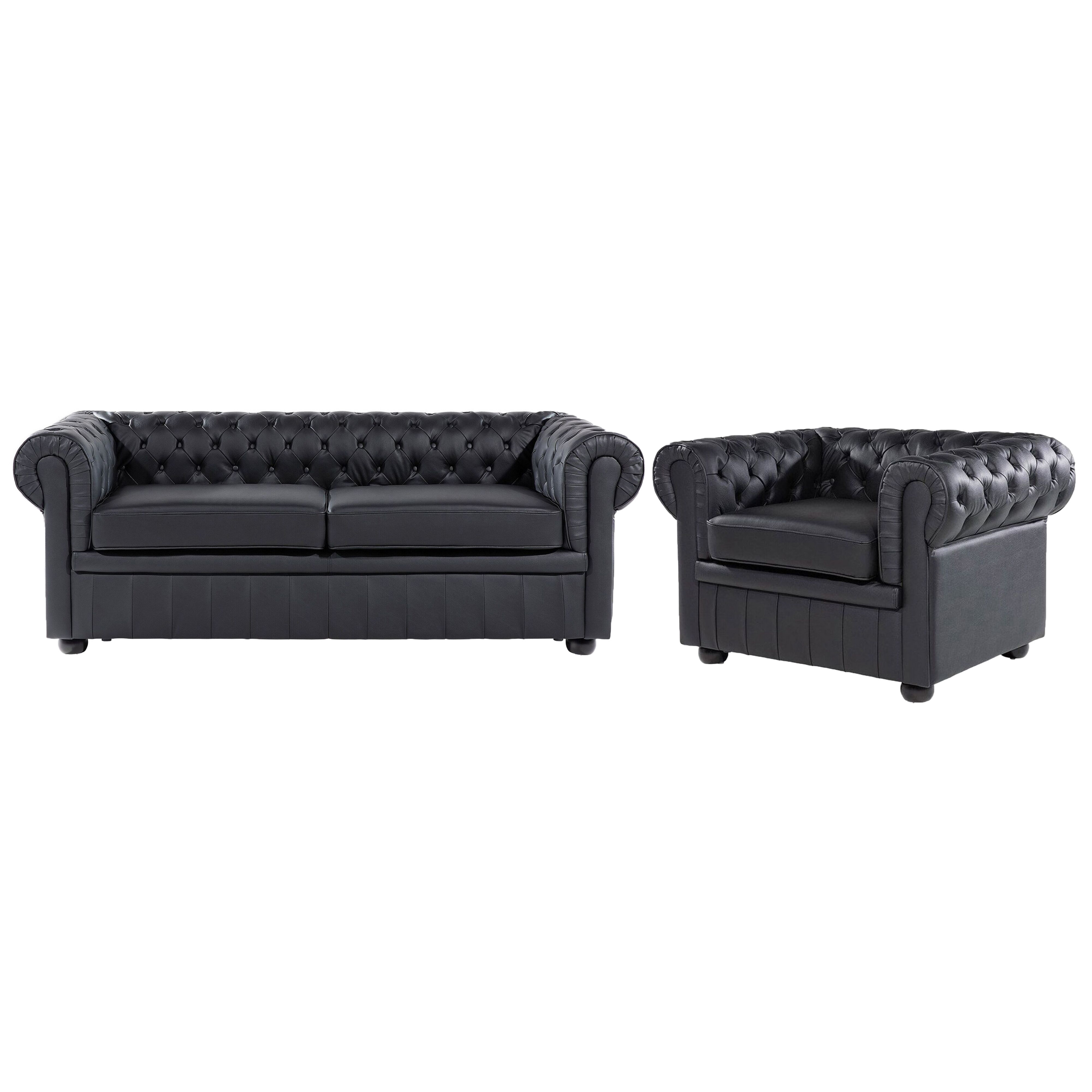 Sohvaryhmä 4-istuttava CHESTERFIELD nahka Musta