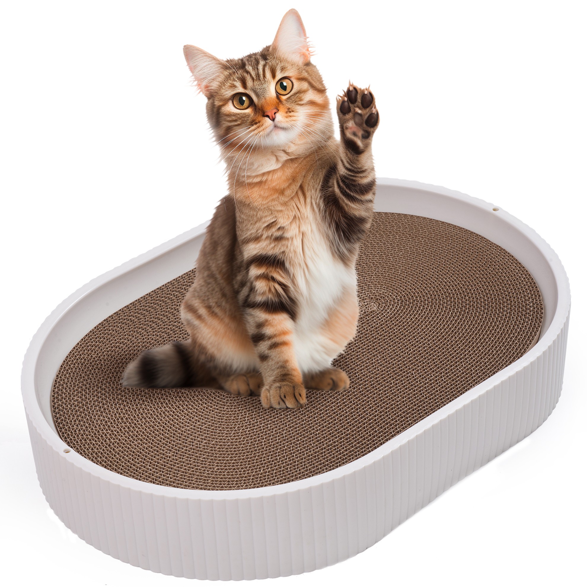 Suuri pahvista tehty raapimapuu kissoille