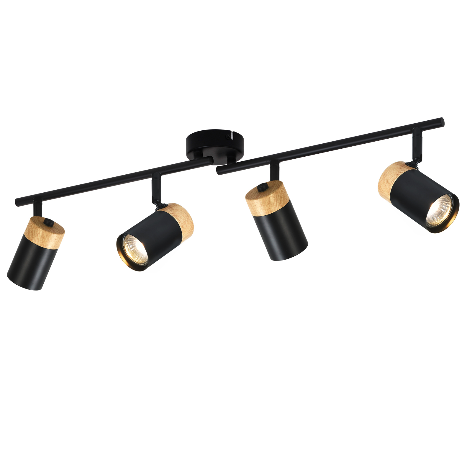 NETTLIFE Kattovalaisin 4 puista kohdevaloa GU10 musta, säädettävä 330°, olohuoneeseen, makuuhuoneeseen, keittiöön, lastenhuoneeseen, ilman polttimoa