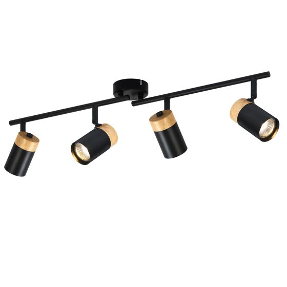 NETTLIFE Kattovalaisin 4 puista kohdevaloa GU10 musta, säädettävä 330°, olohuoneeseen, makuuhuoneeseen, keittiöön, lastenhuoneeseen, ilman polttimoa