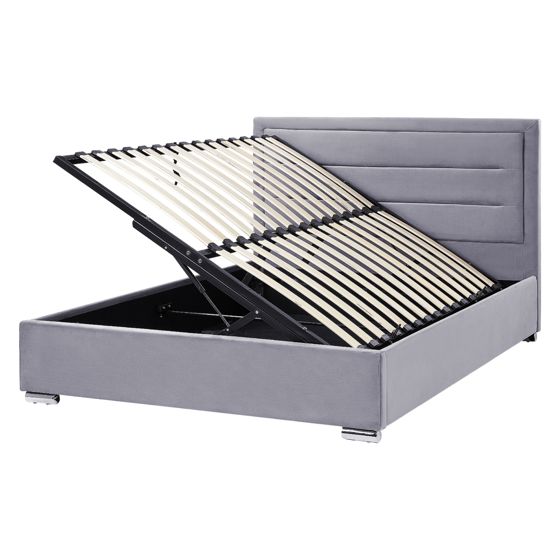 Sänky säilytystilalla sametti ROUEN 160 x 200 cm Tummanharmaa