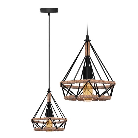 TOOLIGHT riippuva kattovalaisin APP678-1CP LOFT BOHO musta, 25x25x25cm