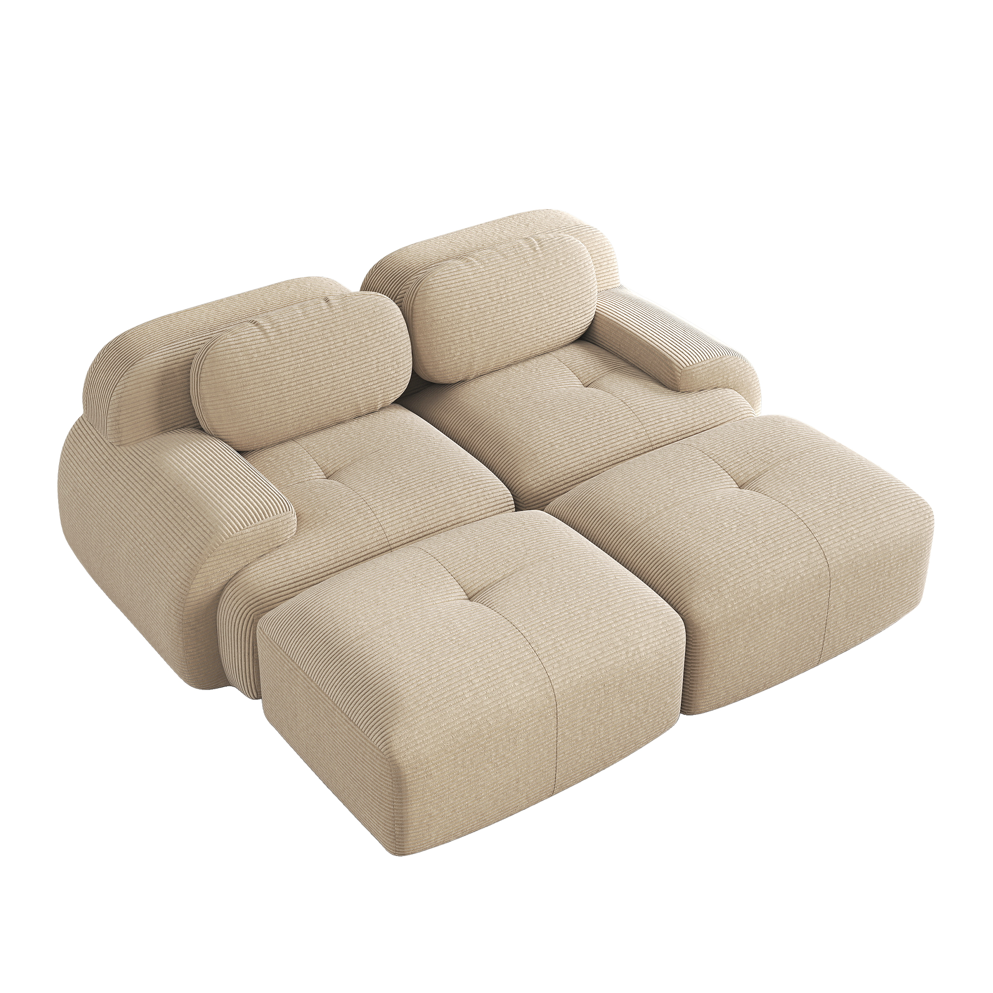 moduulisohva 2-paikkainen beige korduroy moderni ergonominen rutschfeste