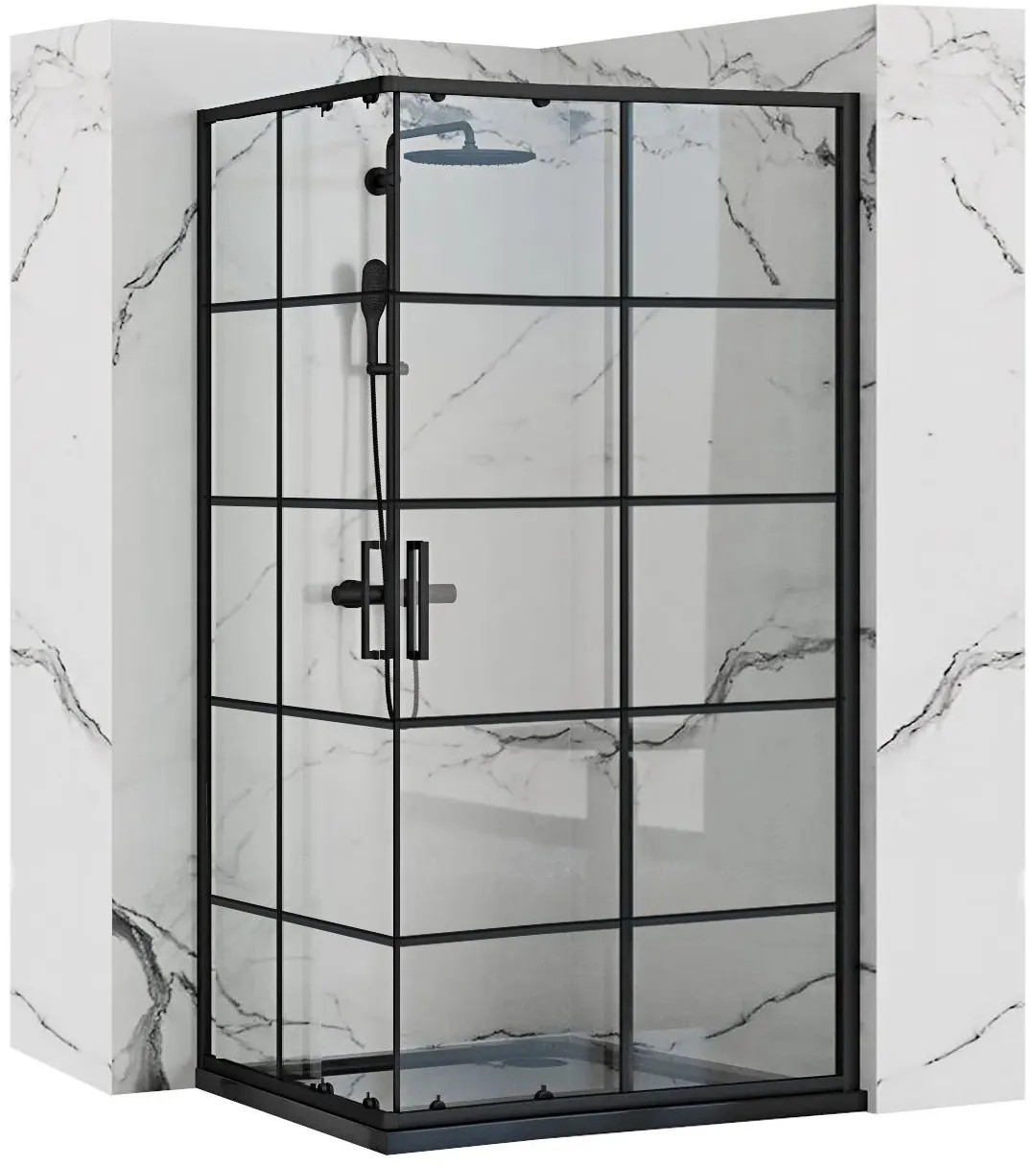 REA Suihkukaappi CONCEPT 80x100 Musta, 80X100X190CM + suihkuallas