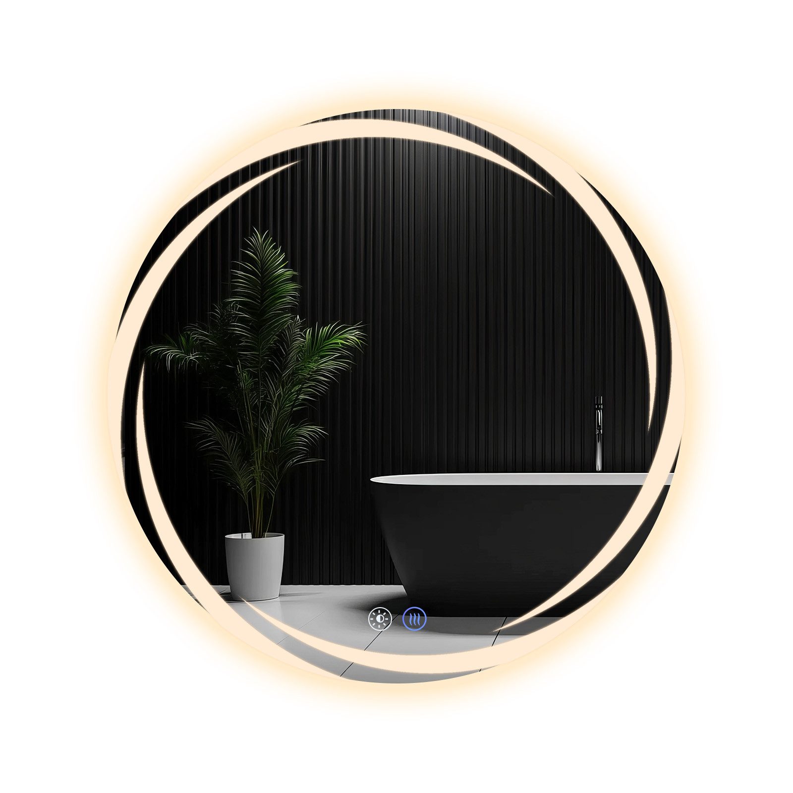 NETTLIFE Kylpyhuoneen peili valaistuksella, LED-pyöreä kylpyhuoneen peili, 70 cm IP44 pyöreä kylpyhuoneen peili kosketustoiminnolla
