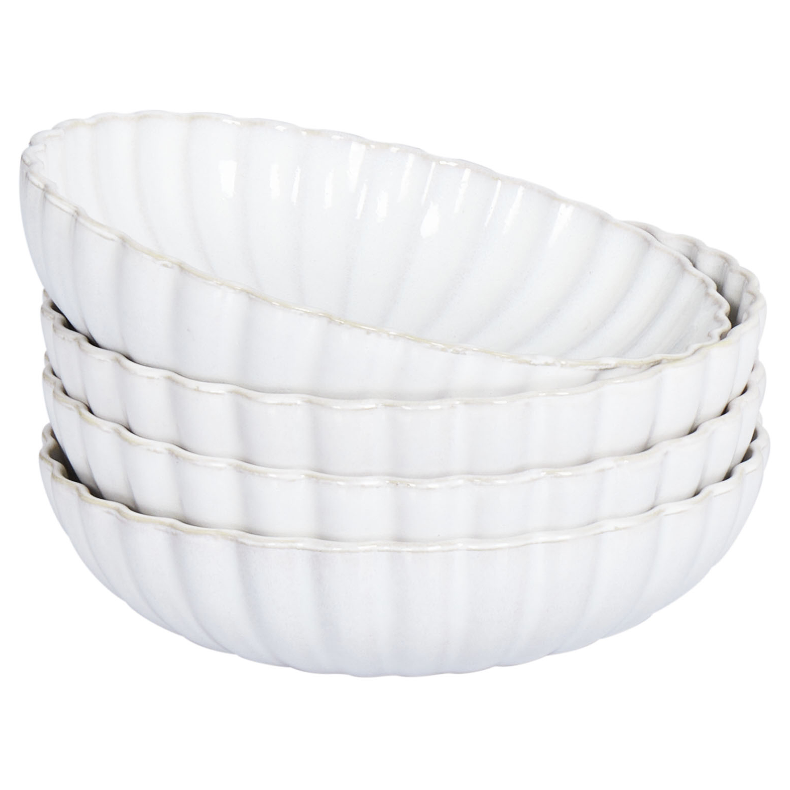 Syvä lautassetti 4 kpl NETTLE kivitavara Luonnonvalkoinen