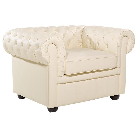 Nojatuoli CHESTERFIELD nahka Beige