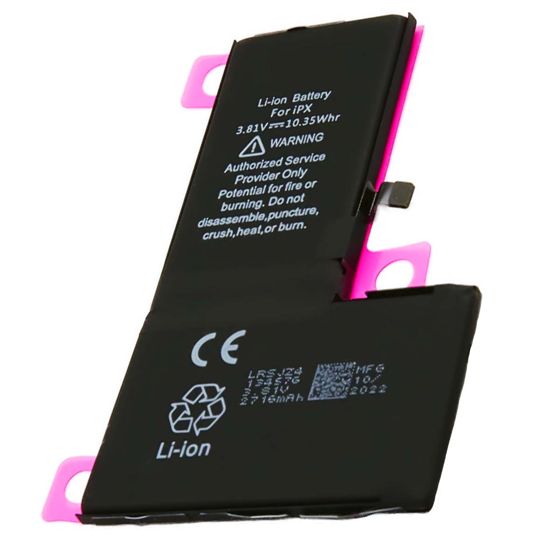 Akku iPhone X:lle, Li-Polymer 3,81V 2716mAh 10,3Wh