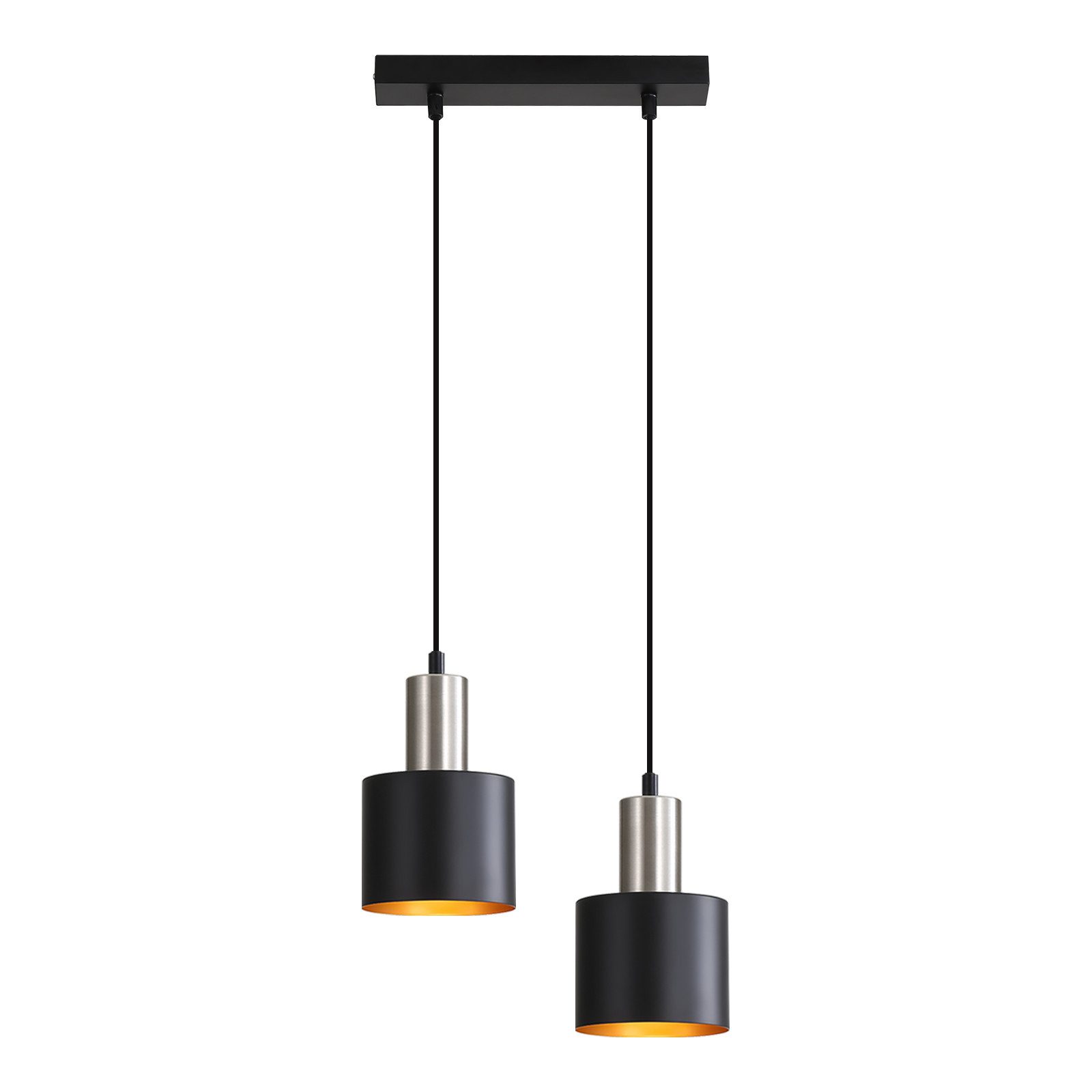 NETTLIFE Ruokapöydän riippuvalaisin, E27, vintage, 2 lamppua, musta-kulta