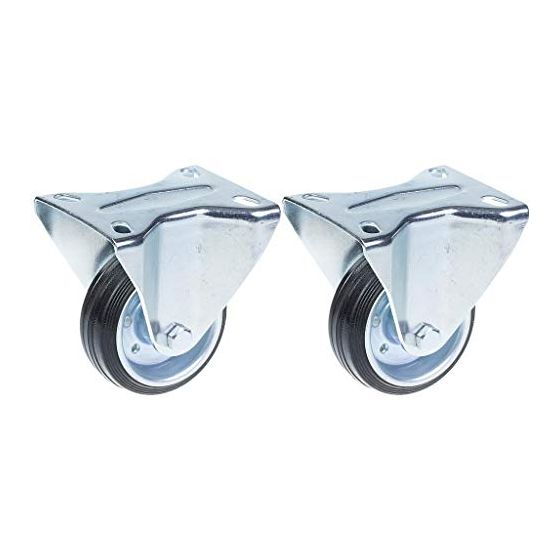 80mm 3" mustat kumiset kiinteät pyörät ylälevyllä 70kg - 2 kpl:n sarja