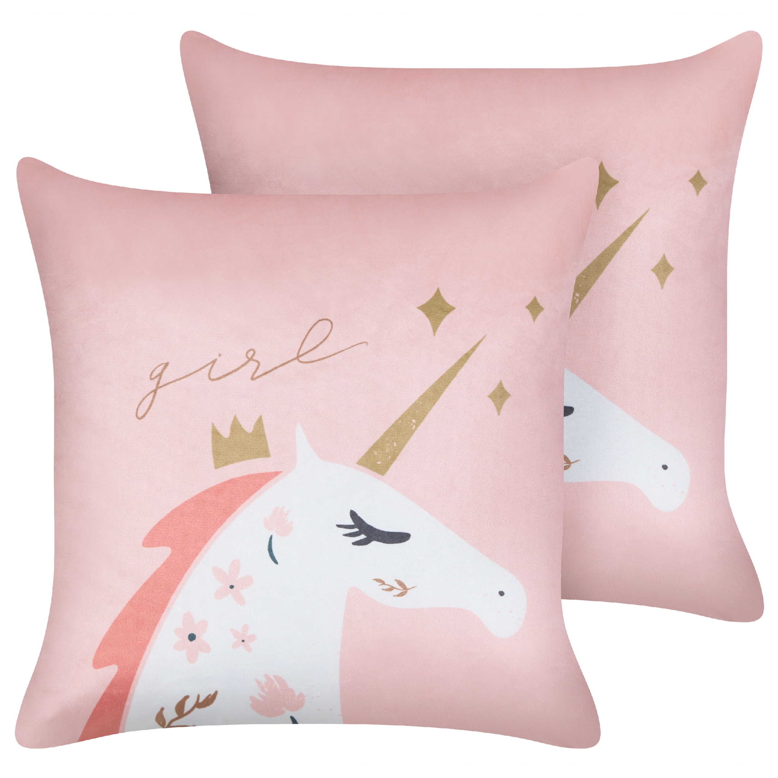 Koristetyynysetti 2 kpl UNIOLA sametti 45 x 45 cm Vaaleanpunainen