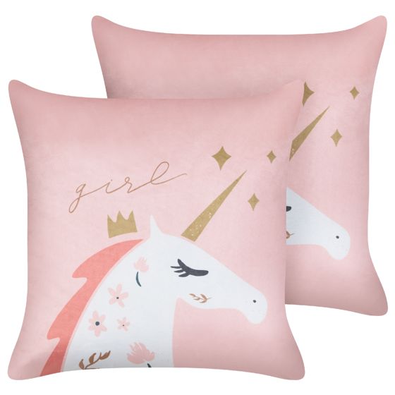 Koristetyynysetti 2 kpl UNIOLA sametti 45 x 45 cm Vaaleanpunainen