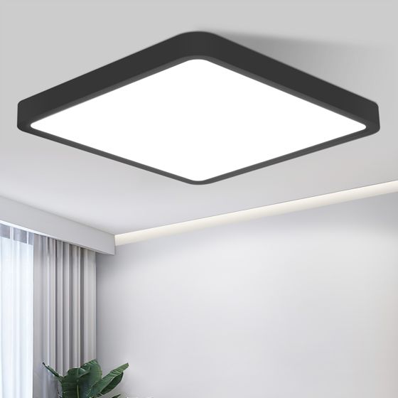 NETTLIFE litteä, LED - kattovalaisin, 23CM, 6500K, 18W, neliönmuotoinen, makuuhuone, musta, LED integroitu, pysyvästi
