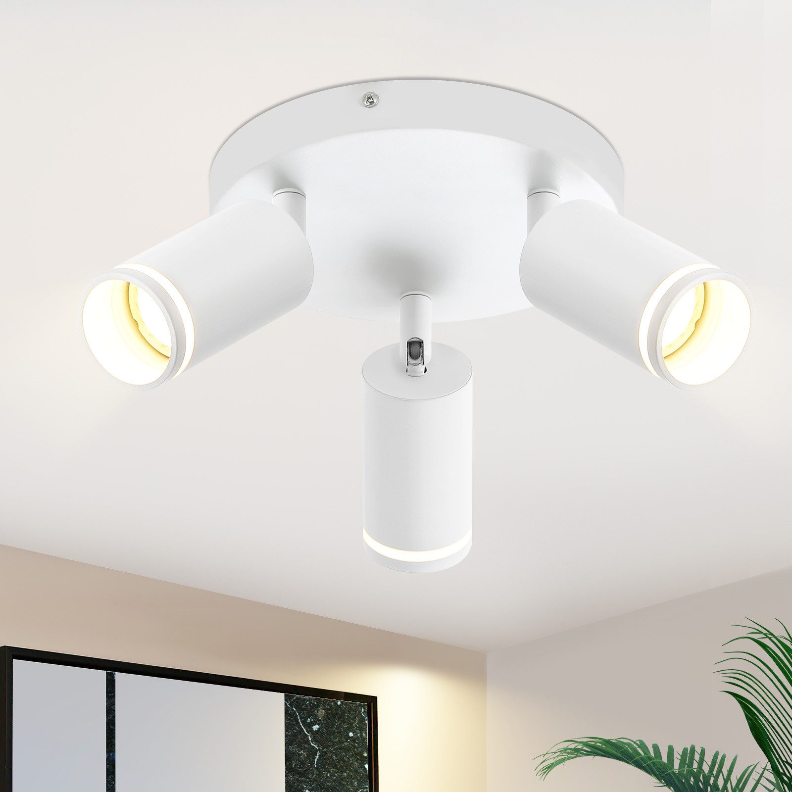 NETTLIFE LED - kattovalaisin 3 liekkiä - valkoinen kattovalaisin GU10 kääntyvä kohdevalo puinen seinävalaisin ilman lamppua