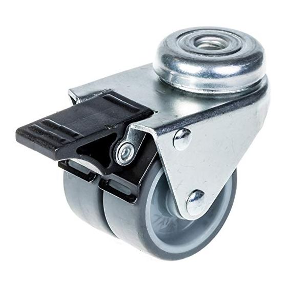 50mm 2" kaksipyöräinen harmaa kumipyörä, jarrullinen 70kg kapasiteetti