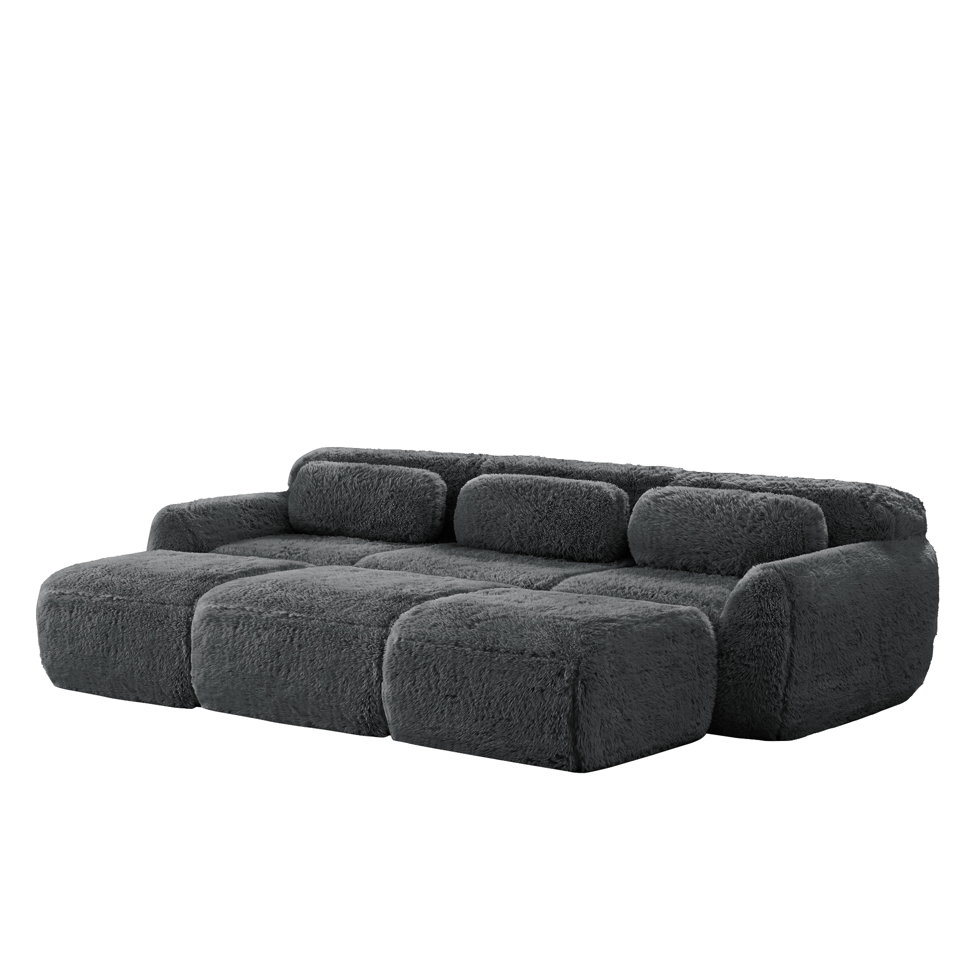 moduulisohva 3-paikkainen harmaa plush materiaali moderni säilytystilalla varustettu