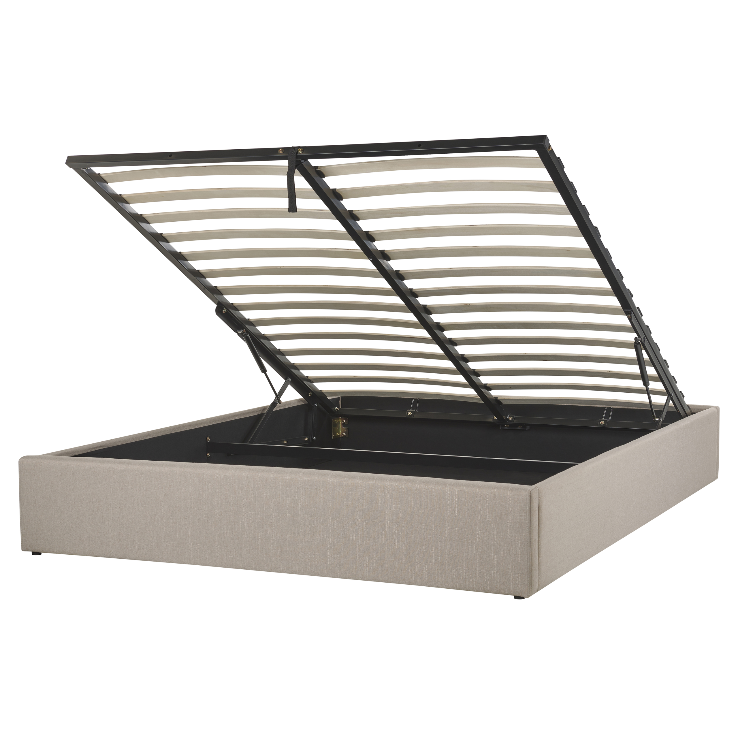 Sänky säilytystilalla ilman sängynpäätyä kangas DINAN 160 x 200 cm Vaaleanruskea