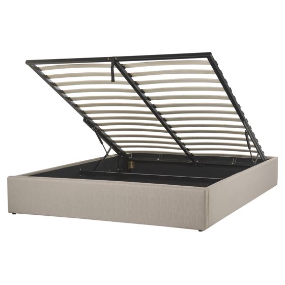 Sänky säilytystilalla ilman sängynpäätyä kangas DINAN 160 x 200 cm Vaaleanruskea