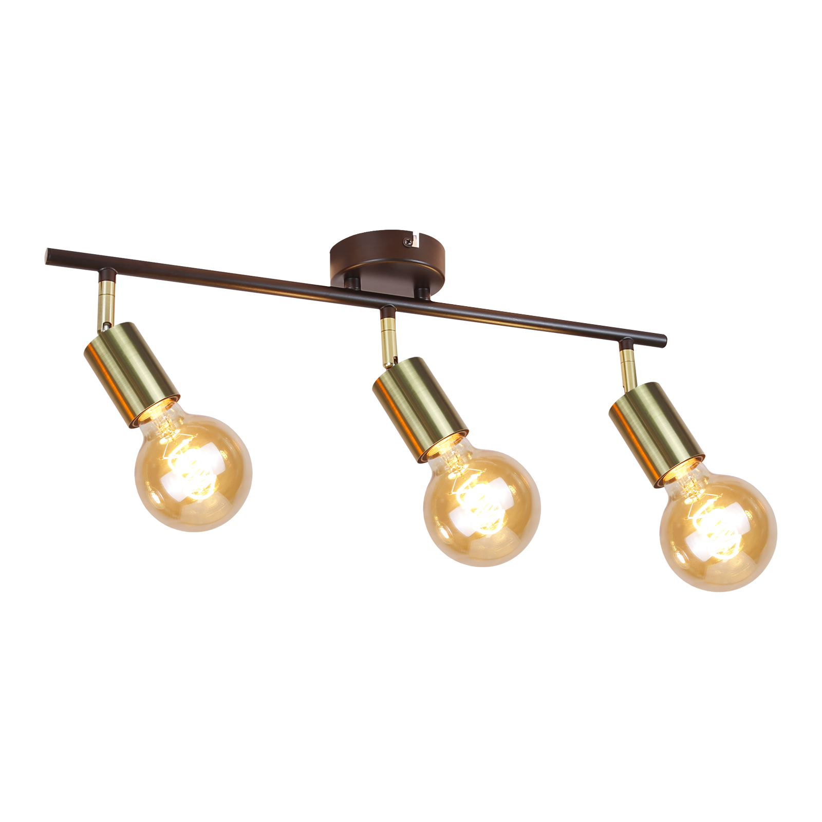 NETTLIFE 3 vintage - kattospottivalaisinta E27- teollisuusvalaisin musta ja kultainen retrotyylinen kääntyvä moderni keittiöön, käytävään, ruokailutilaan