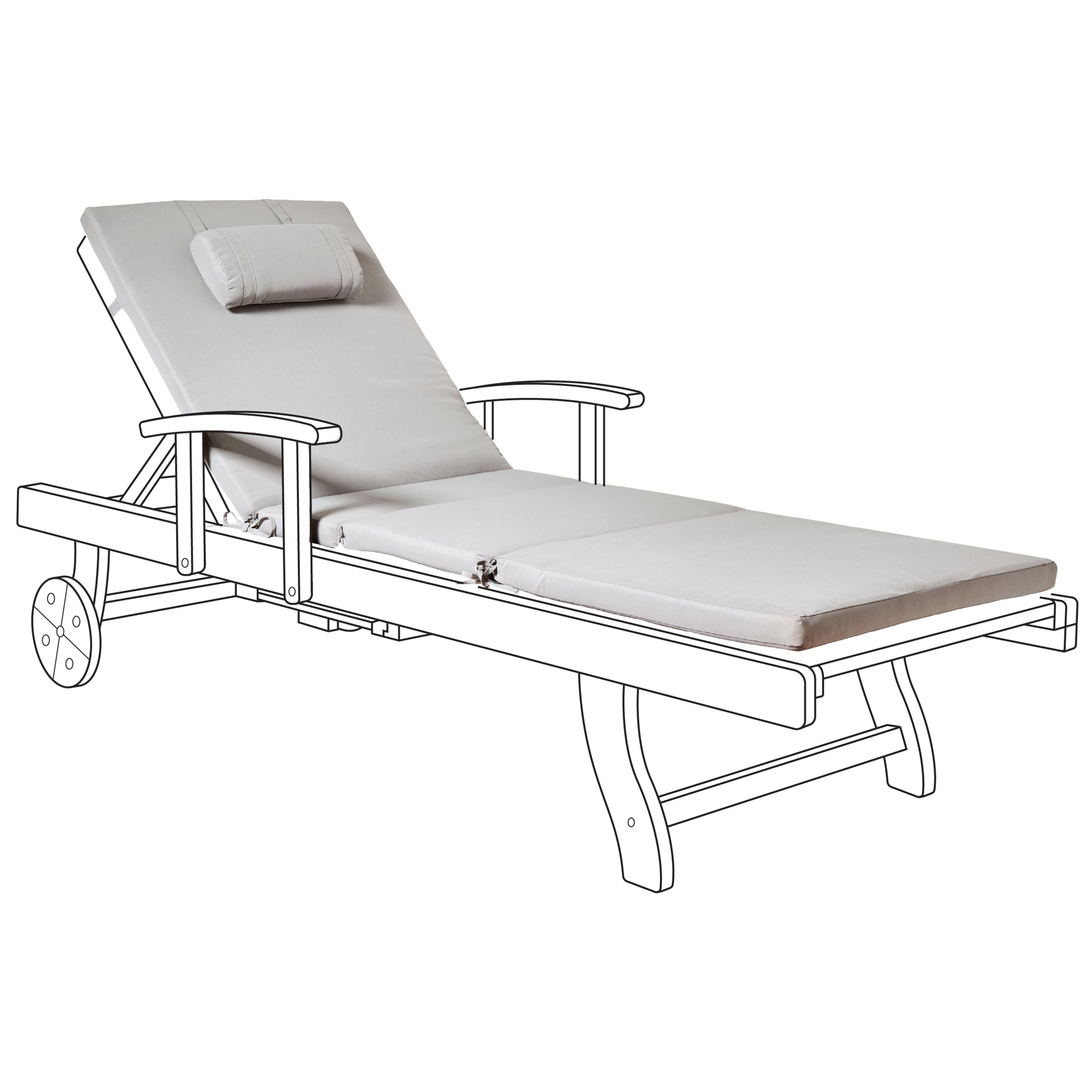 Aurinkotuolin pehmuste TOSCANA/JAVA/AMANTEA PREMIUM 189 x 58 cm Vaaleanharmaa