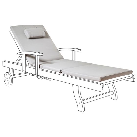 Aurinkotuolin pehmuste TOSCANA/JAVA/AMANTEA PREMIUM 189 x 58 cm Vaaleanharmaa