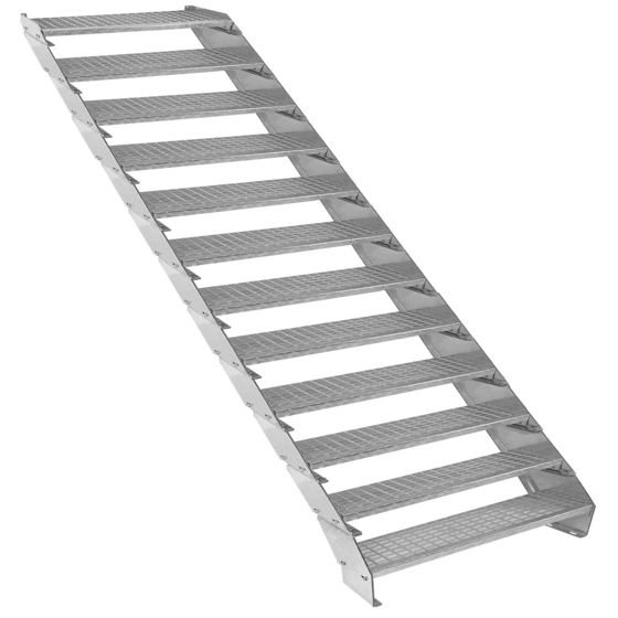 Säädettävät 12-osaiset galvanoidut portaat - 900 mm leveät