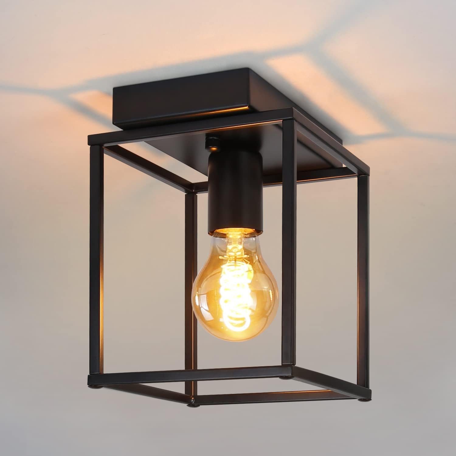 NETTLIFE Retro LED - kattovalaisin, musta teollinen Valaisin makuuhuoneeseen, olohuoneeseen vintage - metallivalaisin, eteiseen Keittiöön