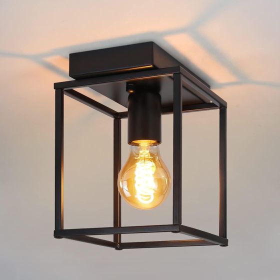 NETTLIFE Retro LED - kattovalaisin, musta teollinen Valaisin makuuhuoneeseen, olohuoneeseen vintage - metallivalaisin, eteiseen Keittiöön