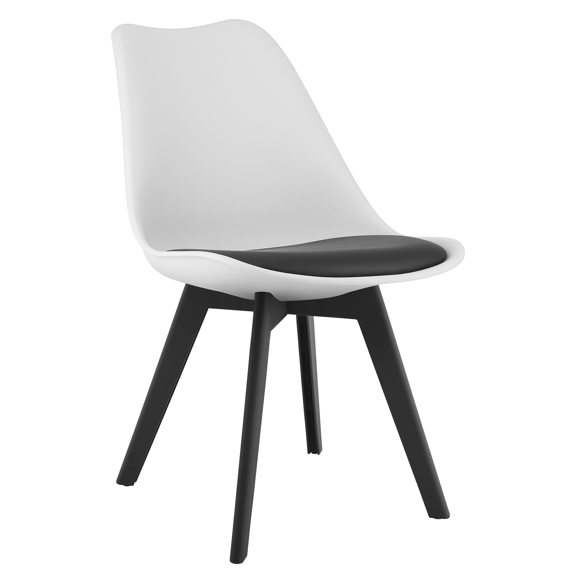Tuoli - Leobert - MARK - valkoinen/musta/mustat jalat - 49x43x82 cm - setti 3 kpl