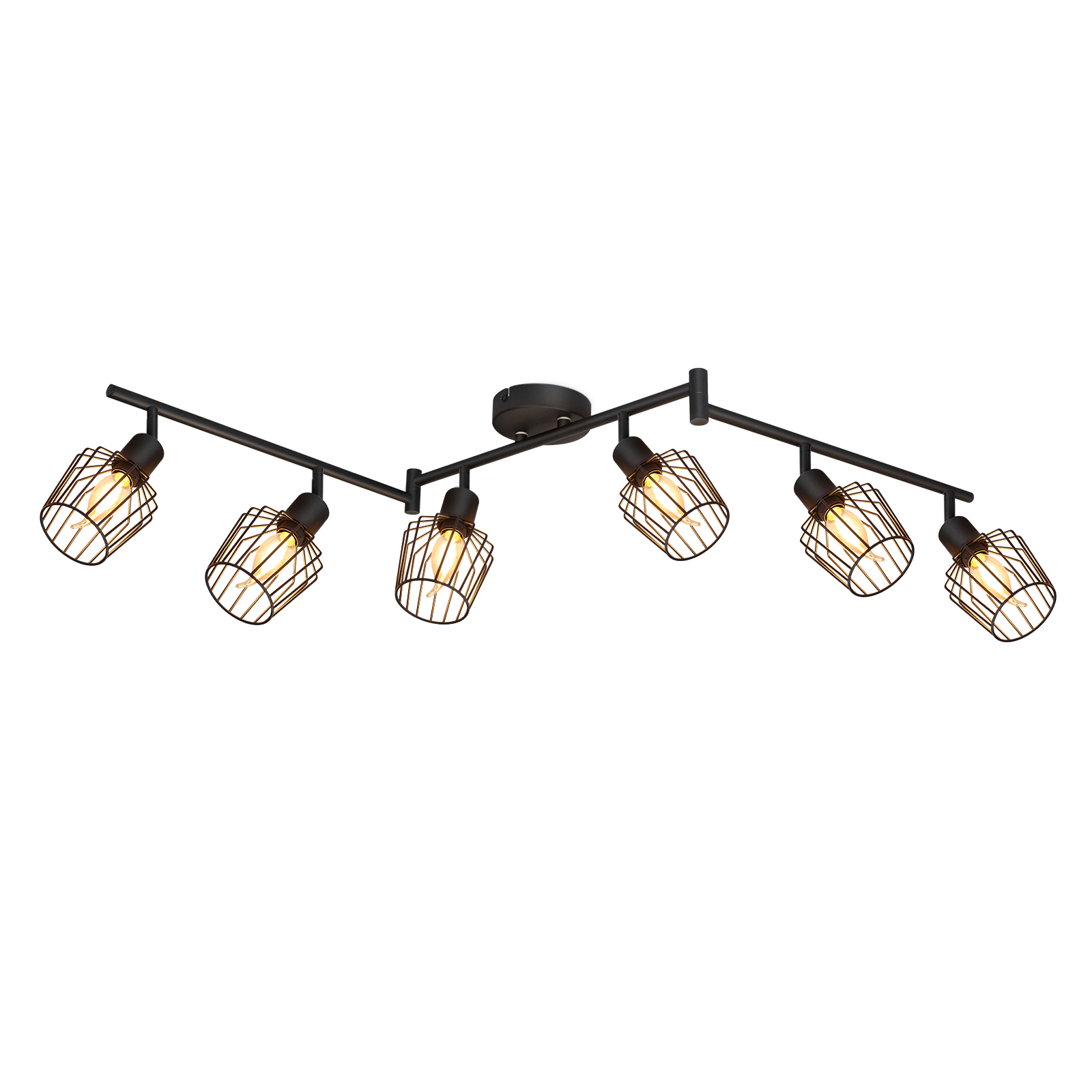 NETTLIFE Kattovalaisin E14 6 liekkiä musta kattokohdevalaisin teollisuuskäyttöön LED - kohdevalaisin 350° käännettävä himmennettävä