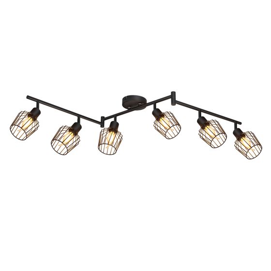 NETTLIFE Kattovalaisin E14 6 liekkiä musta kattokohdevalaisin teollisuuskäyttöön LED - kohdevalaisin 350° käännettävä himmennettävä