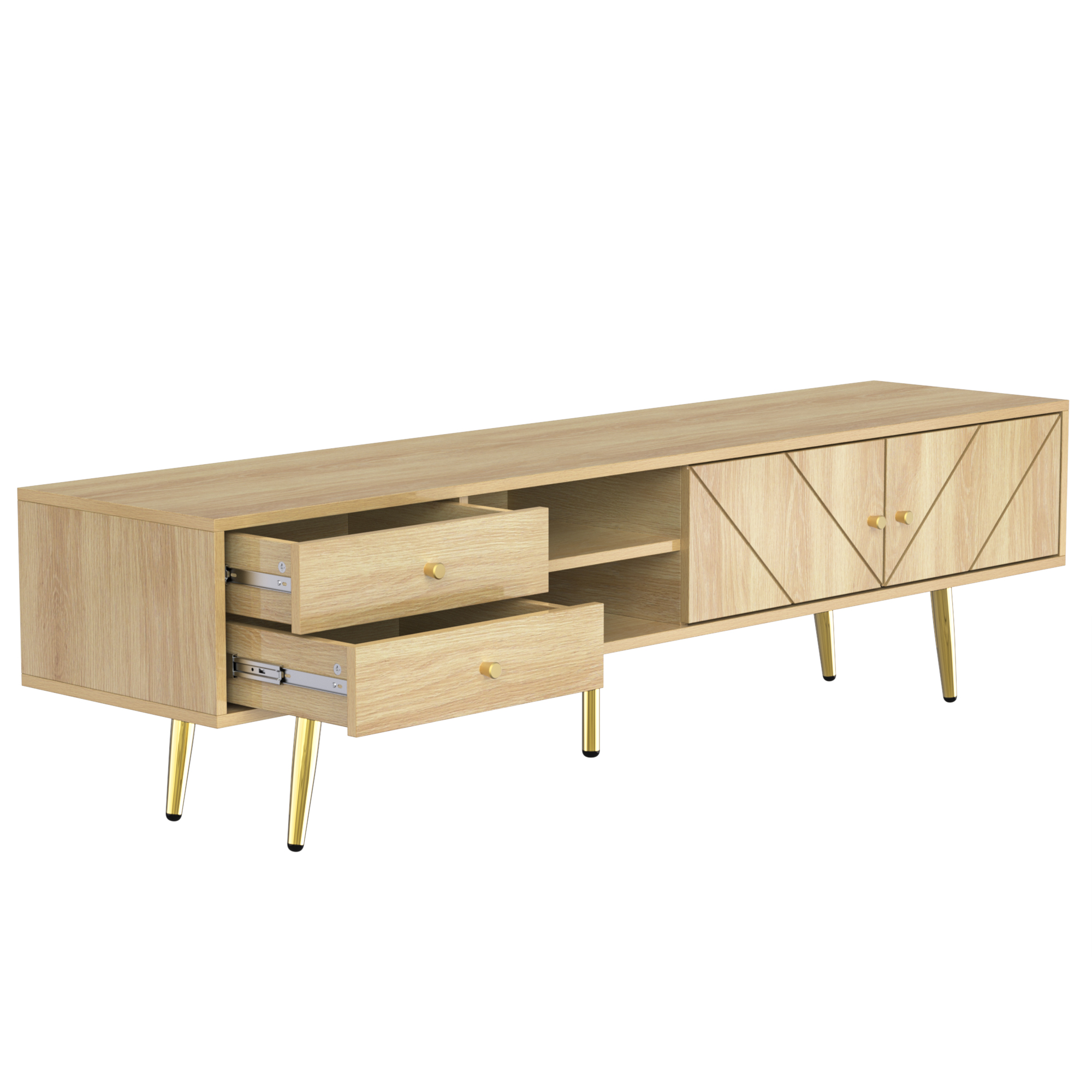 TV-taso 160x42x36 cm puu värinen MDF säilytyksellä ja liukuovilla